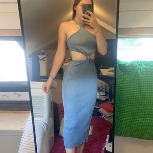 Cult Gaia Blue Halter Cutout Cameron Dress